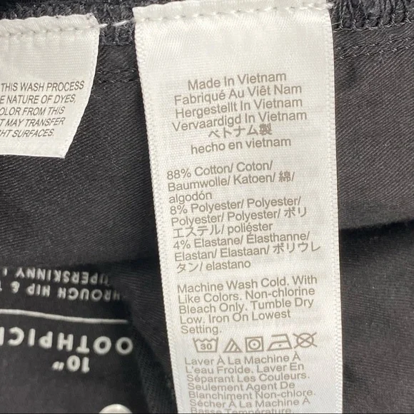 J. Crew 10" Highest-Rise Toothpick Jean in True Black Stretchy Size 28 - Picture 12 of 12